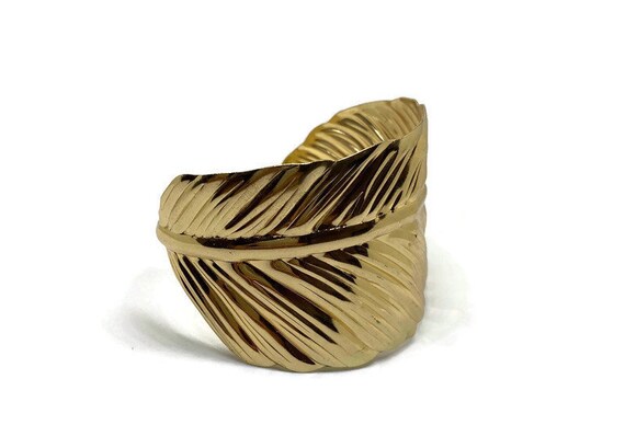 Gold Leaf Cuff Bracelet, Leaf Cuff Bracelet, Large