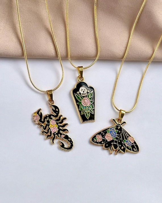 Dainty Halloween Necklace, Cute Goth Necklaces, Halloween Necklace