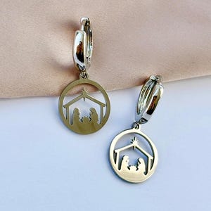nativity earrings
silver christmas
christmas earrings
silver hoop earrings
religious earrings
religious christmas
christmas hoops
silver hoop earring
nativity scene
nativity jewelry
catholic earrings
catholic gifts
religious gifts