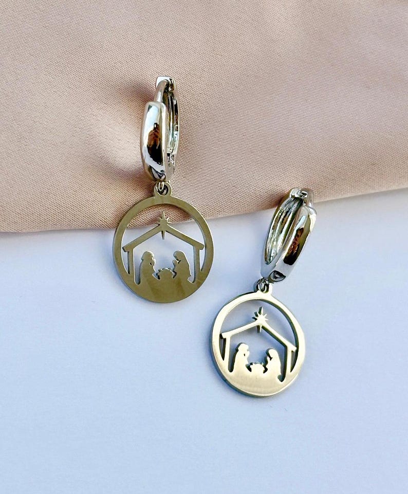 nativity earrings
silver christmas
christmas earrings
silver hoop earrings
religious earrings
religious christmas
christmas hoops
silver hoop earring
nativity scene
nativity jewelry
catholic earrings
catholic gifts
religious gifts