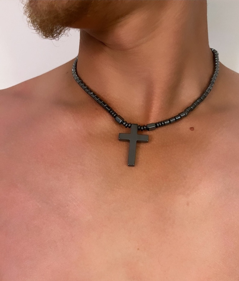 Black Cross Pendant Mens Cross Pendant Mens Crucifix Etsy