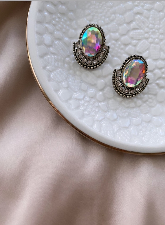 Aurora Borealis Stud Earrings Large Aurora Borealis Earrings Etsy