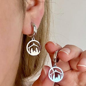 nativity earrings
silver christmas
christmas earrings
silver hoop earrings
religious earrings
religious christmas
christmas hoops
silver hoop earring
nativity scene
nativity jewelry
catholic earrings
catholic gifts
religious gifts