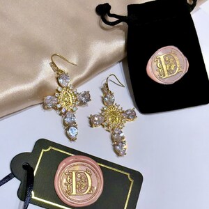 HZMAN Gold Virgin Mary Cross Earrings For Women - Religious Dangle Drop Jewelry