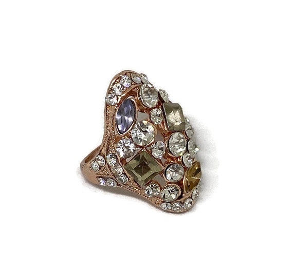 Multicolor Gemstone Ring, Vintage Crystal Ring, Vi