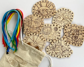 Days of Creation Lacing Boards | Christian Fine Motor Activity