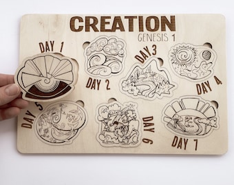 Schöpfungspuzzle | Genesis 1, Holz Bibel Puzzle