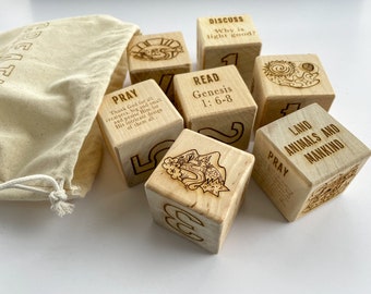 Creation Cubes | Engraved Wooden Blocks, Family Devotional Tool
