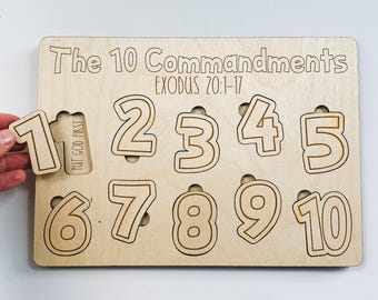 10 Gebote Puzzle | Holzpuzzle | Bibel Puzzle | Gebote Puzzle | Christliches Spielzeug | Christliche Homeschool-Ressource