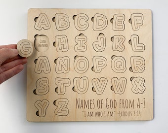 Names of God Puzzle | Wooden Bible Puzzle  | Wooden Puzzle | Bible Study Resource | Christian Homeschool | Christian Gift