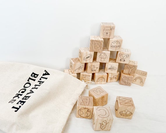 Wooden alphabet blocks baby cheap shower