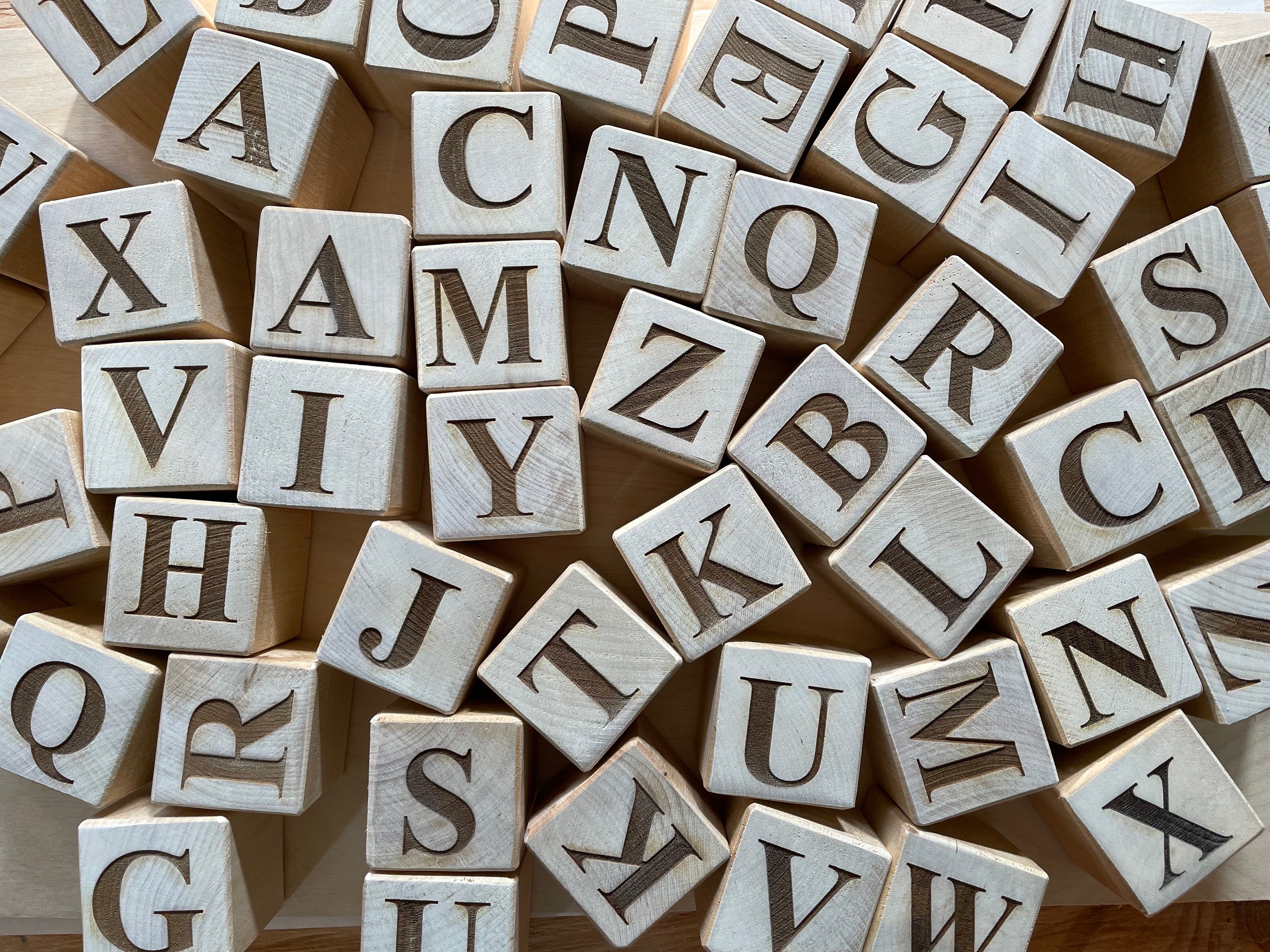 Engraved Block Letters Alphabet Blocks | Engraved Blocks | Wooden Alphabet Blocks | Baby ...