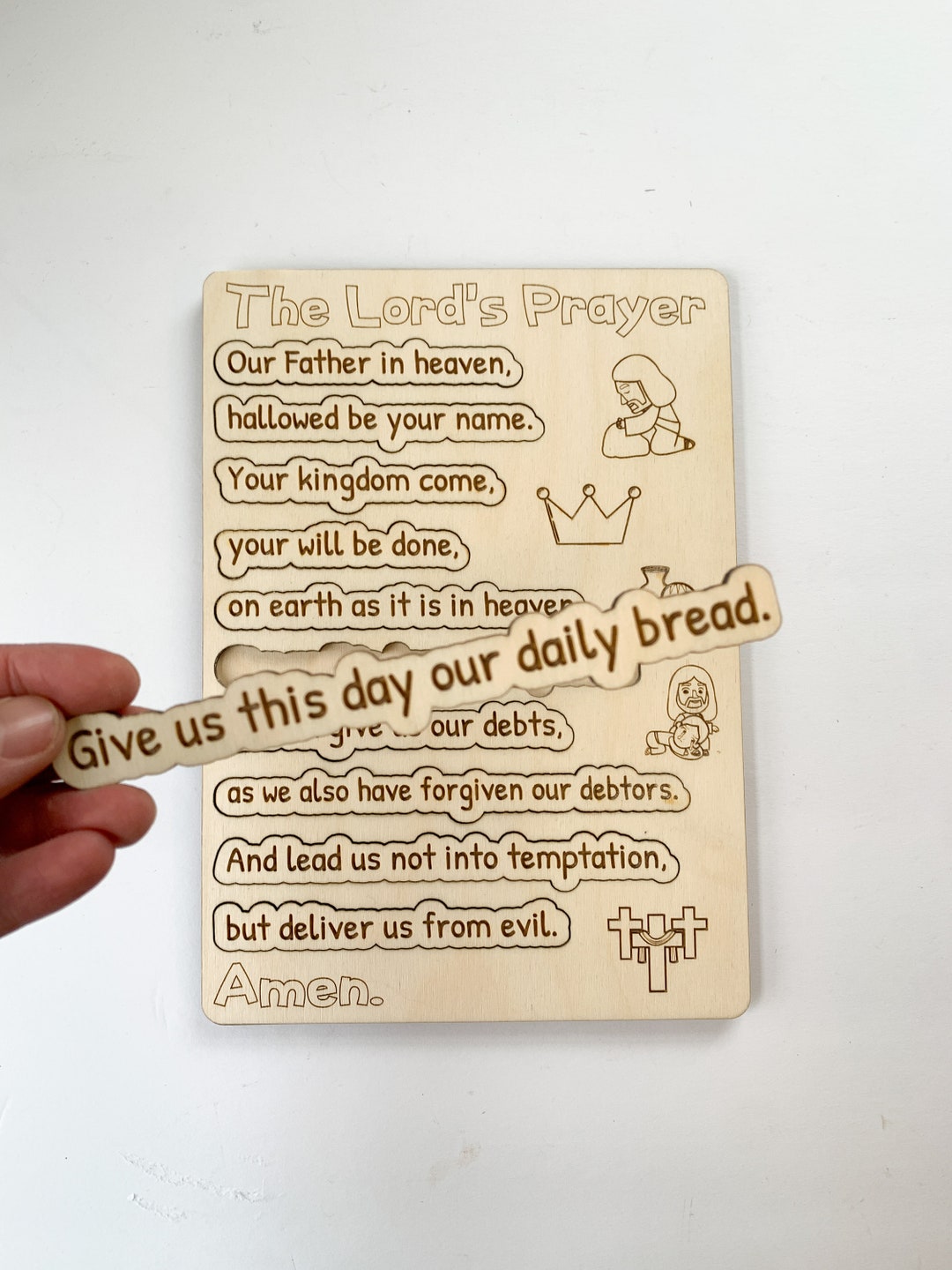 The Lord&#39;s Prayer Puzzle | Wooden Puzzle | Bible Puzzle | Prayer Puzzle | Christian Toys | Christian Homeschool Resource