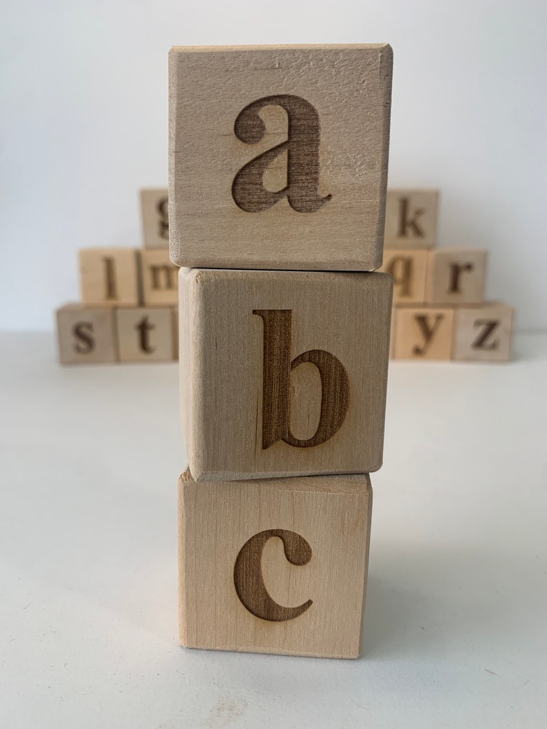 Engraved Block Letters Alphabet Blocks | Engraved Blocks | Wooden Alphabet Blocks | Baby ...