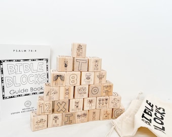 Bible Blocks | Bible Learning Tool | Baptism Gift | Christian Homeschool Resource | Alphabet Blocks