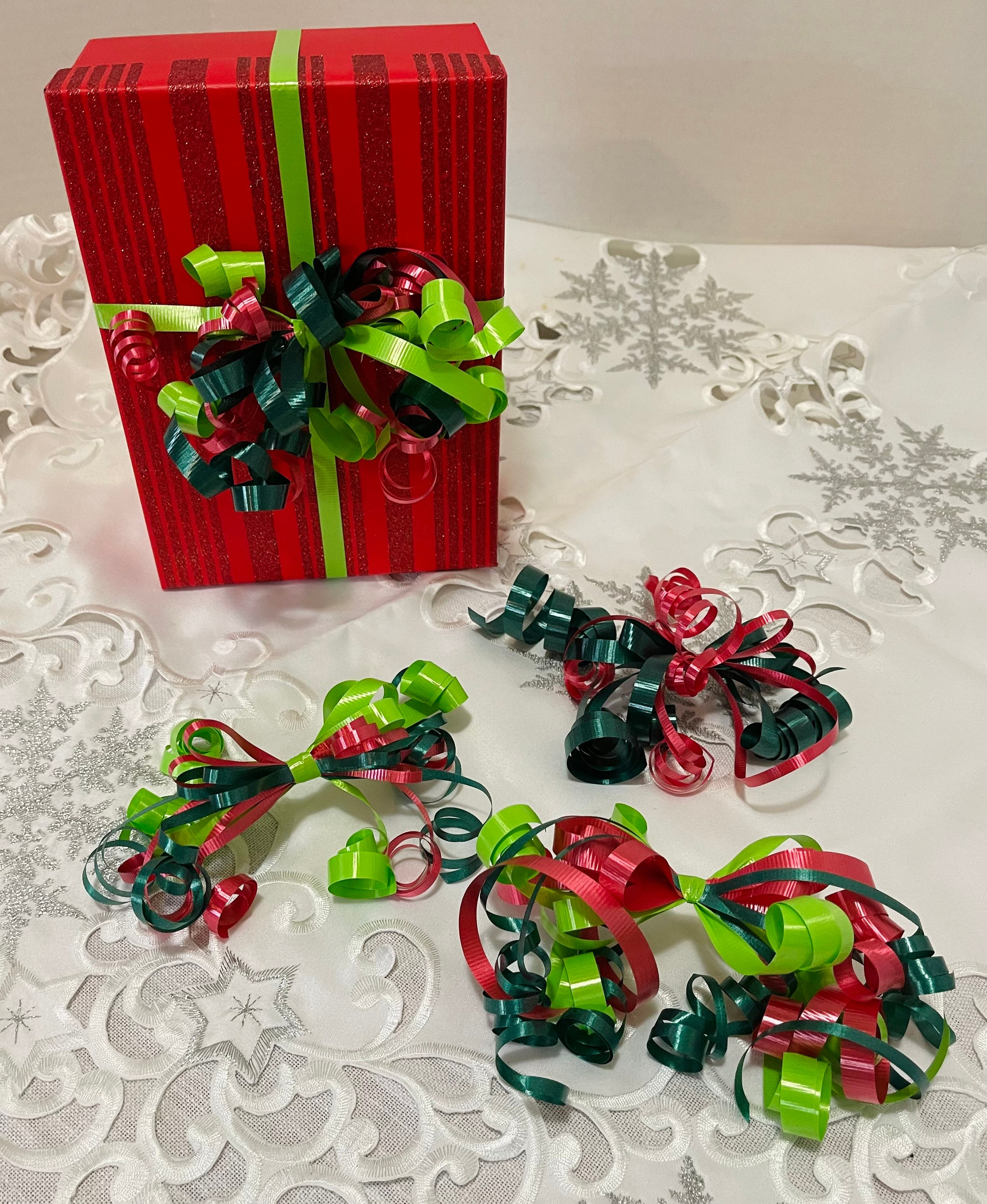 Christmas Bows, Metallic Ribbon Cops, Gift Wrap Curly Ribbons, DIY Craft  Supply