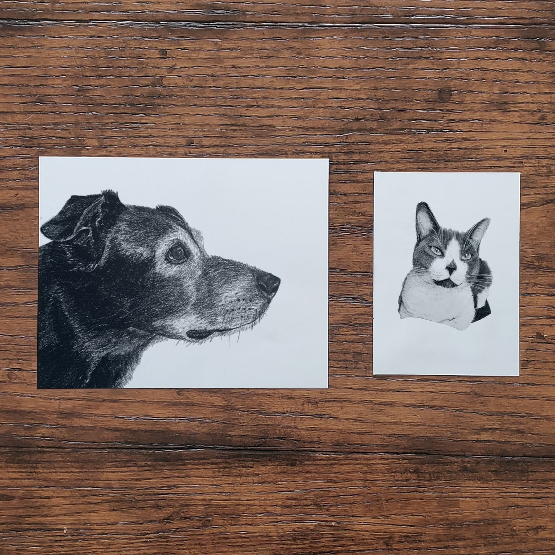 MINI Custom Hand-drawn Pet Portrait 5x7 - Hand Drawn From Photo - Etsy