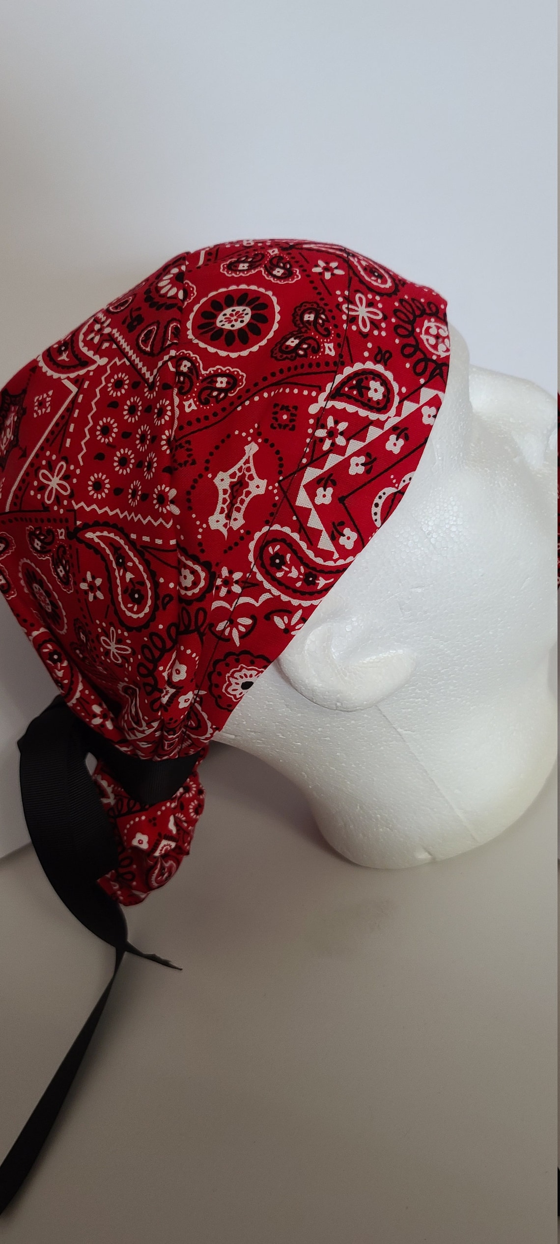 Red Bandana Bouffant Surgical Cap Handmade in USA Etsy