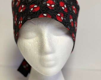 Spider man Surgical Scrub Cap Handmade in Smoke free home