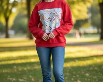Sudadera roja acolchada con fresas para adultos