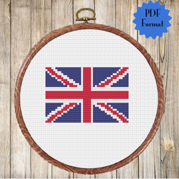 Small Cross Stitch Pattern UK Flag Great Britain Union Jack