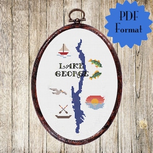 Scenic Lake George Cross Stitch Pattern