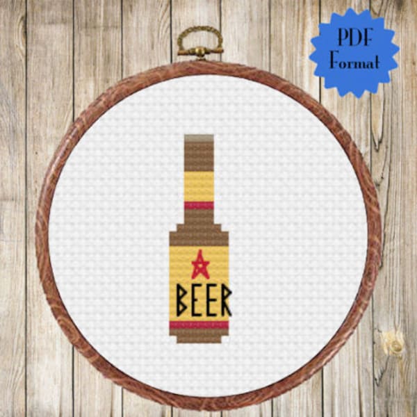 Mini Beer Bottle Cross Stitch Pattern