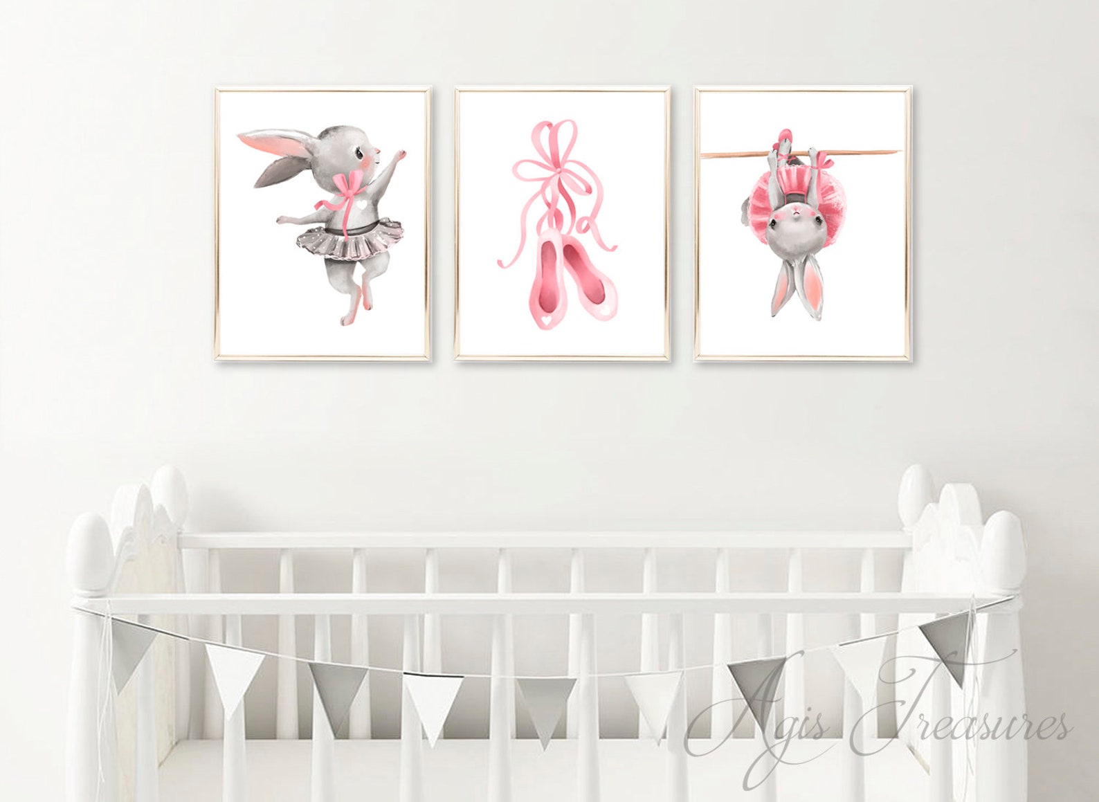 baby girl nursery ballet bunny rabbit set, ballet shoes dancing bunny nursery prints, baby shower gift, nursery printable decor,