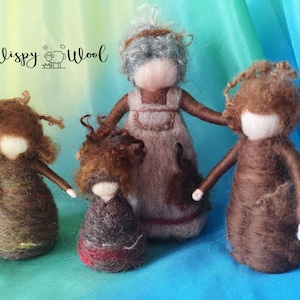Mother Earth and her root children, Needle felted Mother Nature, Nature children