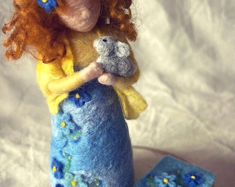 Nadel gefilzter Hase - Puppe Frühling - Blumenkind - Andenken