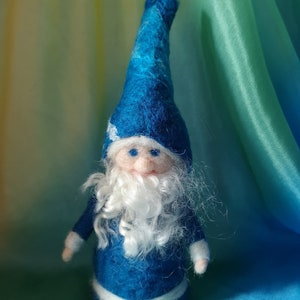 Christmas gnome, Winter gnome, Needle felted gnome, Dwarf, Blue hat gnome
