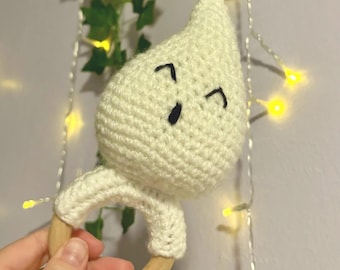 Handmade Crochet Ghost Baby Rattle | Montessori Baby Gift | Halloween Baby Gift | Handmade Baby Rattle | Baby Rattle | Crochet Baby Rattle