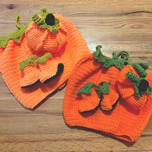 Disfraz de Halloween de calabaza para bebé hecho a mano a crochet / Traje de otoño para bebé / Sesión de fotos de otoño / Sesión de fotos de Halloween / Traje de bebé con huerto de calabaza