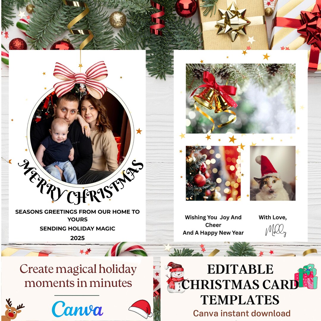 DIY Christmas Card Template Modern Holiday Canva Design Instant