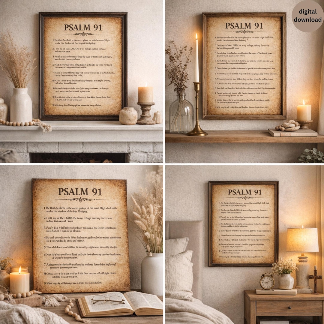 Psalm 91 Wall Art Printable, 24x36 Bible Verse Scripture Print ...
