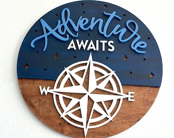 Adventure Awaits Sign: Nursery Travel Theme Decor