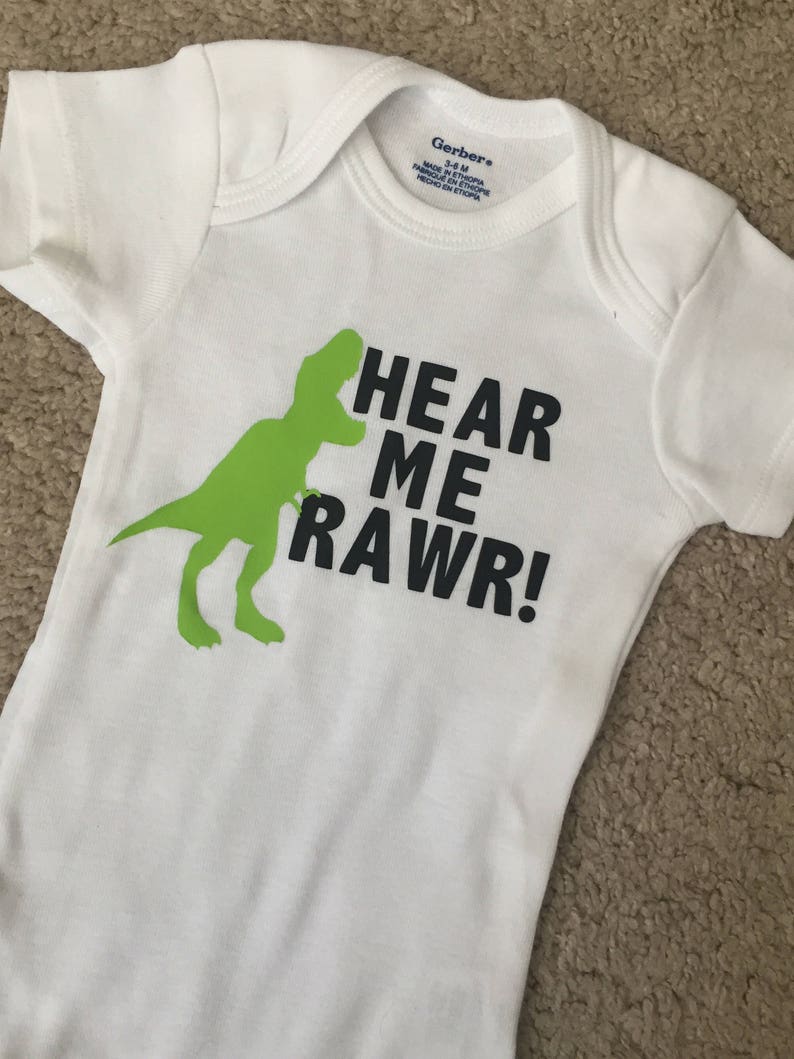 Hear me rawr Onesies baby bodysuit unisex onesie dinosaur | Etsy