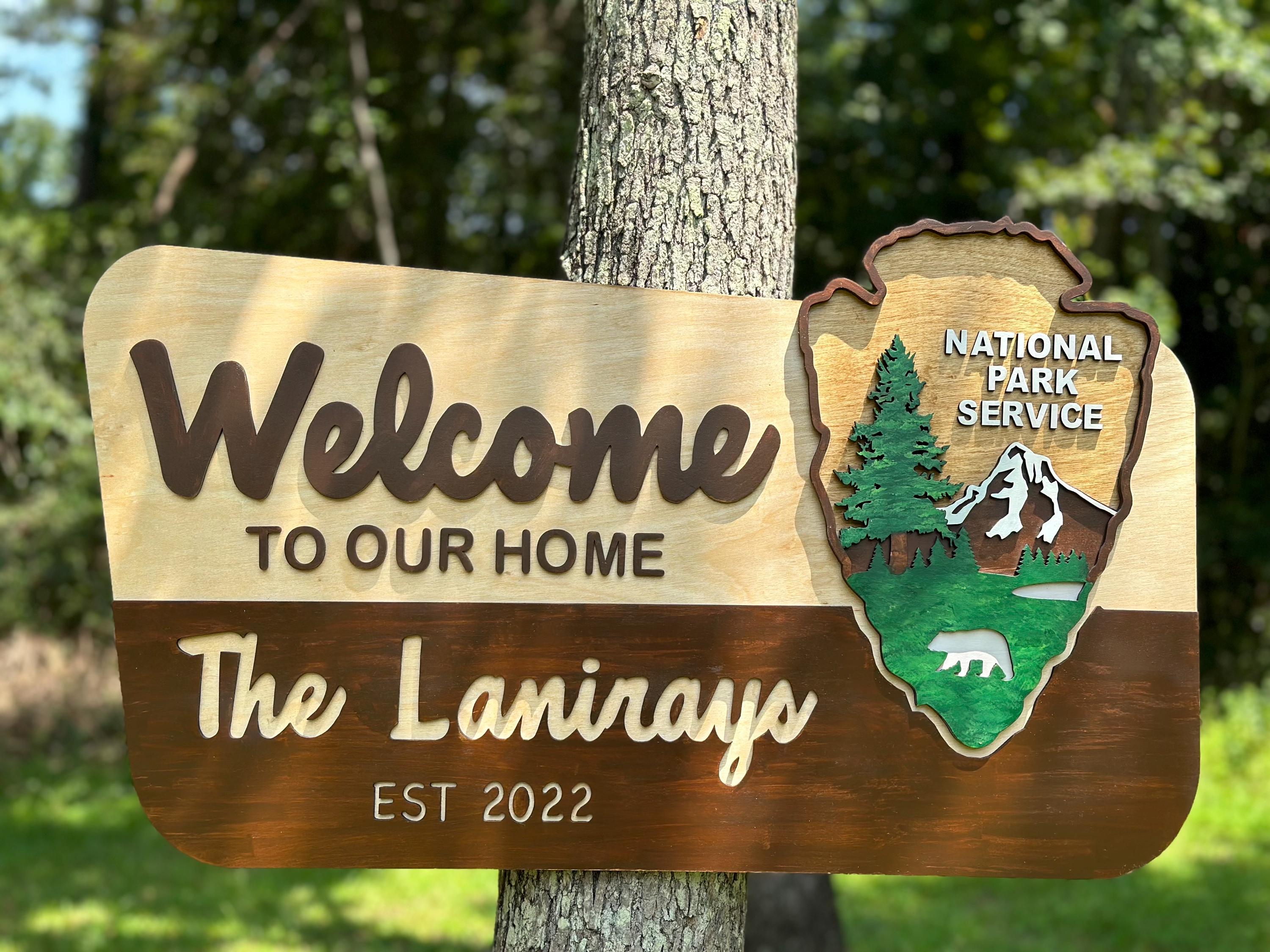 Personalized National Park Sign, Custom Wedding Sign, Hiker Gift, Nature Lover, Anniversary, park theme, RV Camping, Campsite sign
