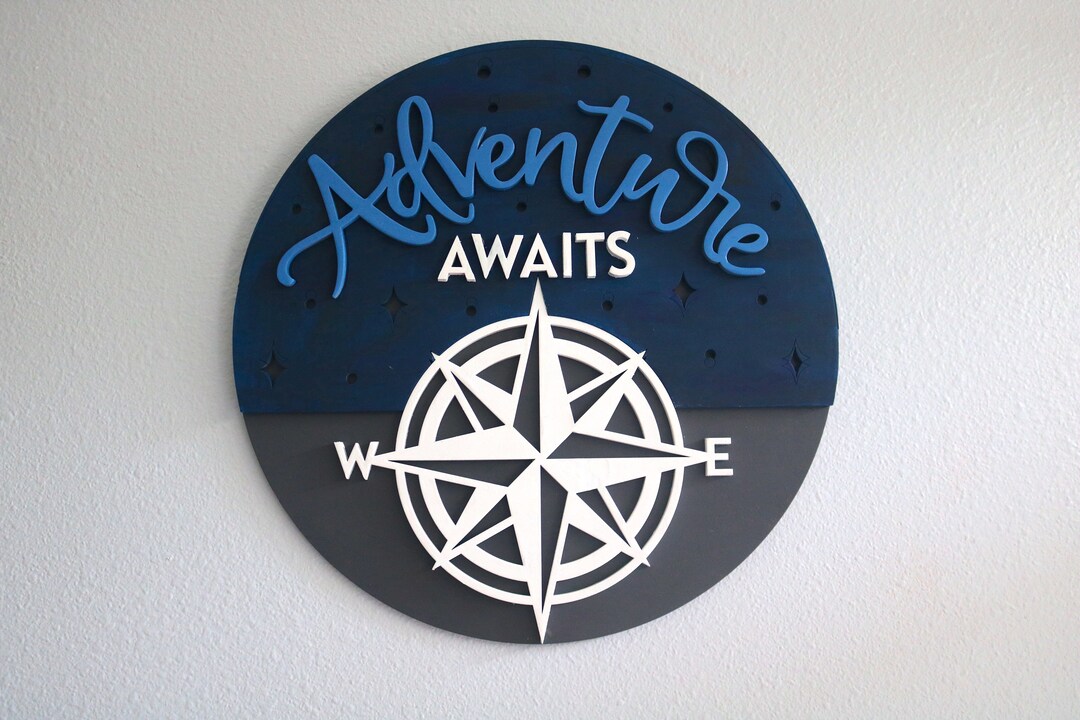 Adventure Awaits, Adventure Sign, Travel Sign, Themed Decor, Kid Wall ...