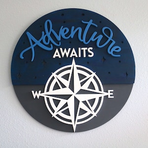 Adventure awaits, adventure sign, travel sign, themed decor, kid wall decor, nursery decor, nursery gift, travel gift, kid room decor,