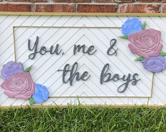 You Me and The Boys wooden sign, farmhouse decor, family wall centerpiece, sign above bed, sign above couch, gift for mom, living room sign,