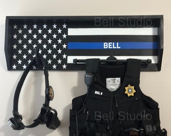 Police Tactical Gear Rack|Anniversary|Birthday| father’s-Day| thin blue line|police academy| Police gift |Duty Belt|LEO|christmas|graduation