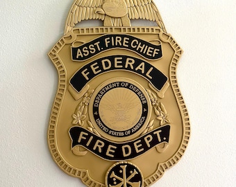 Custom 3D Wood Firefighter Badge: Personalized Fire Dept Retirement Gift