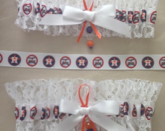 Houston Astros Garter, Wedding Garter, Bridal Garter, Something Blue, MLB Garter