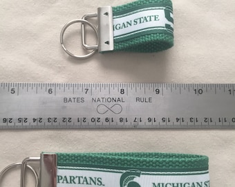 Michigan State Spartans Keychain/Wristlet, college bound, alumni gift, New Driver, Gift to Son, Father's Day