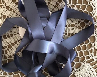 Slate Blue/Steel Blue Ribbon - 1.5" Wide Double Faced, By the YARD, Craft Projects, Wedding/Floral Supplies, Wedding Bouquet Ribbon