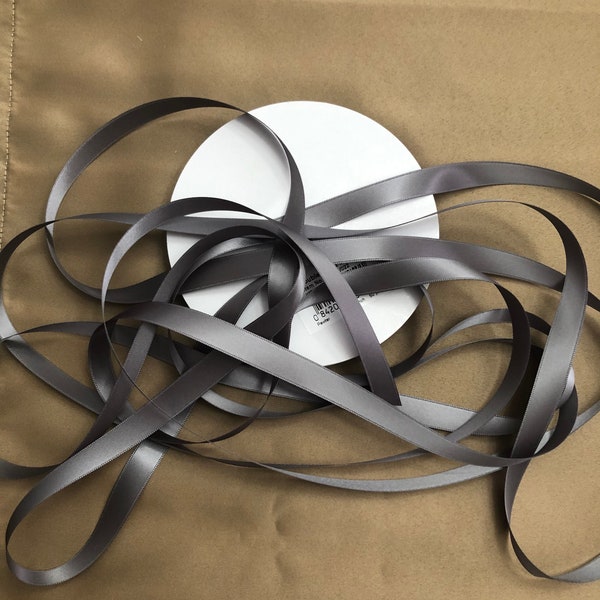 Pewter/Dark Gray/Charcoal Ribbon - 5/8" - Double Faced Ribbon
