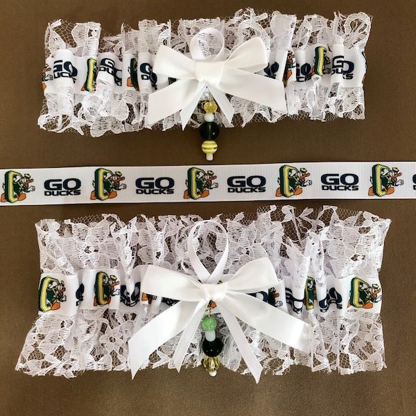 Oregon Ducks Garters, Wedding Garter, Bridal Garter, College Garter, Graduation Garter