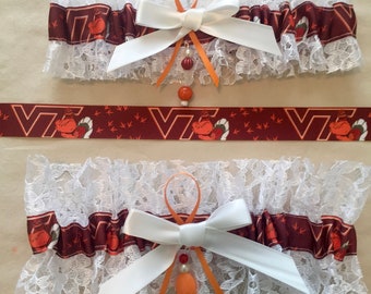 Virginia Tech HokieBird Garters, Wedding Garter, Bridal Garter, College Garter, Graduation Garter