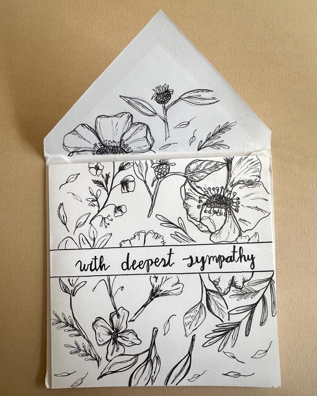 Handmade Ink Sympathy Card - Etsy